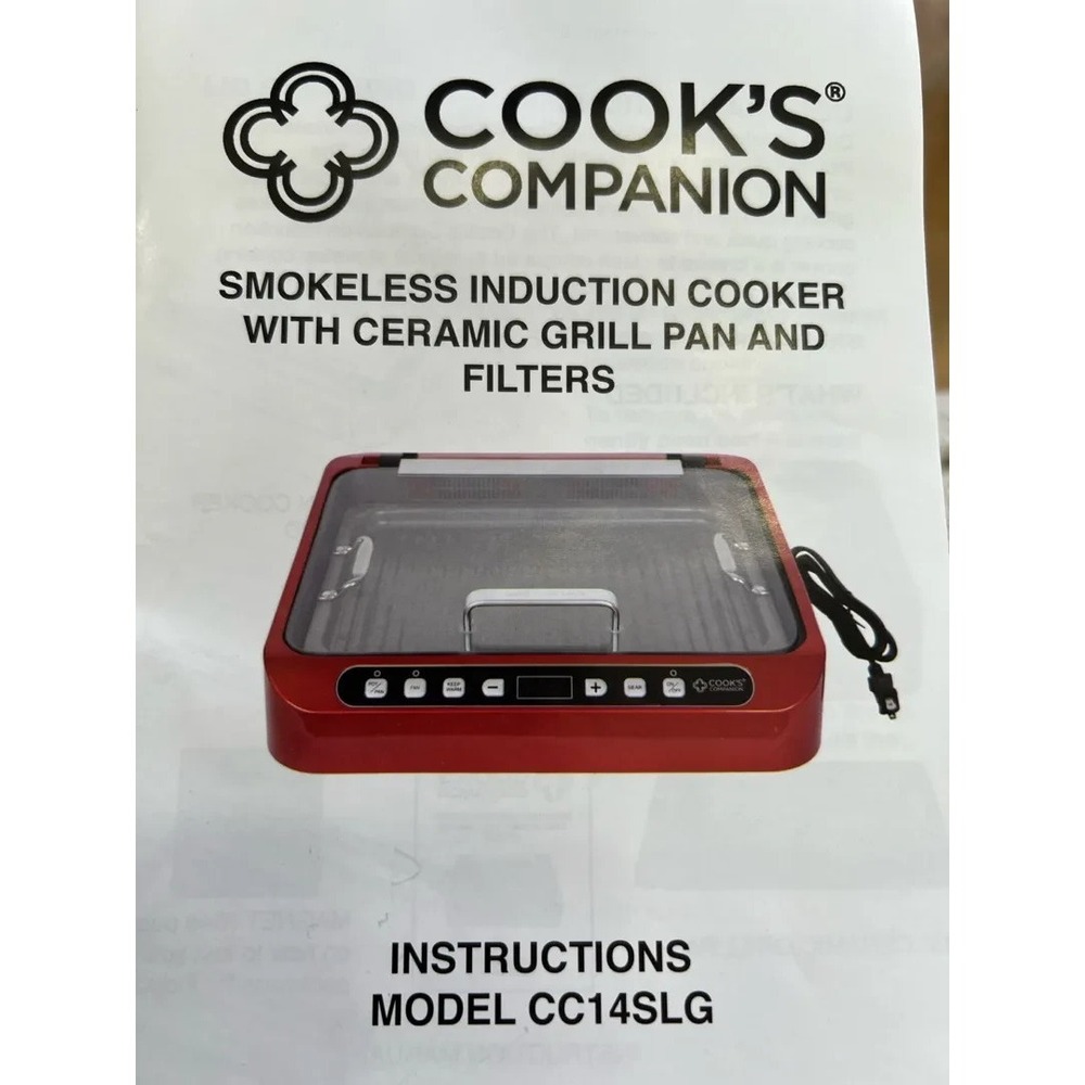 Cook's Companion Smokeless Induction Cooker With Ceramic Grill Pan & Filters